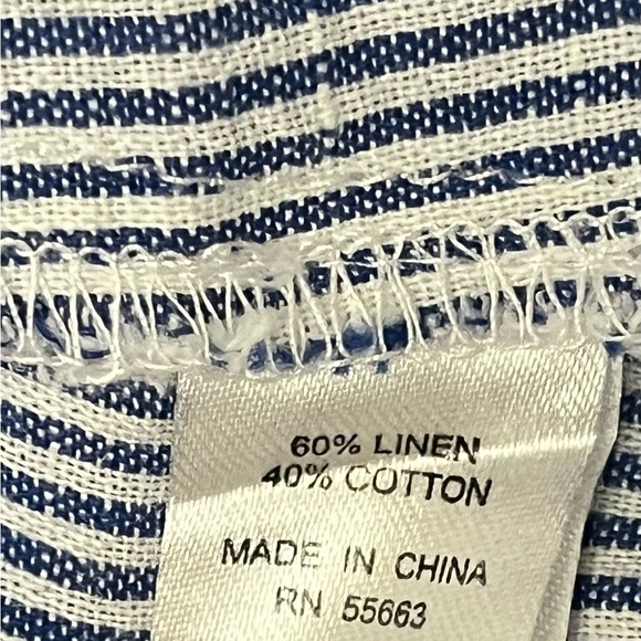 For Cynthia Women’s Blue White Striped Tunic Blouse Embroidered Floral Size S - Picture 8 of 11